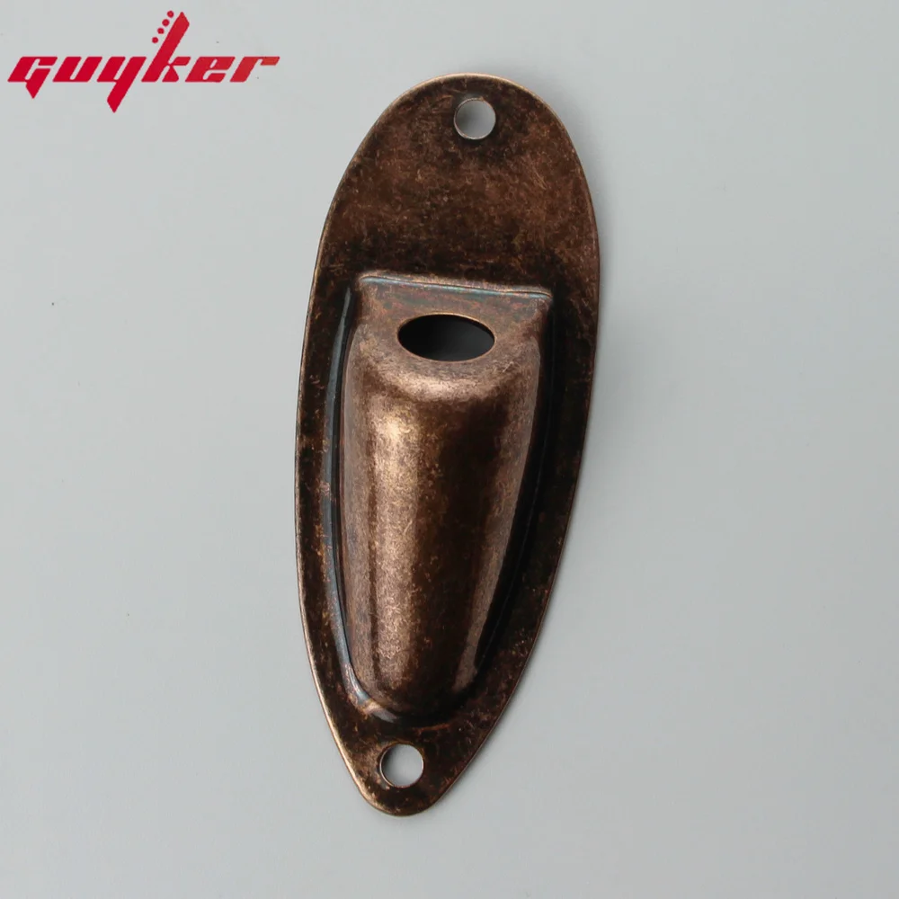 1 Piece Oval Curved Metal Jack Plate Jackplate Bronze for Electric Guitar Bass