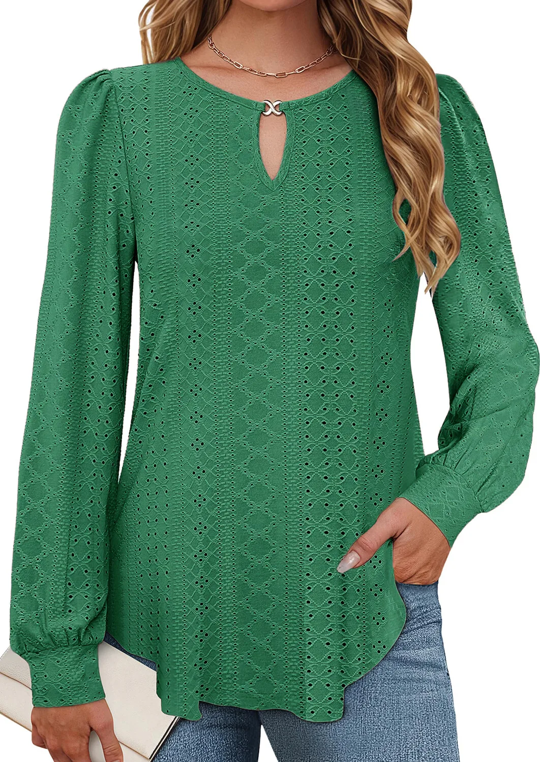 Blus Kasual Wanita Musim Gugur, Longgar, Kancing Logam, Kerah Bulat, Sweater Pullover, Atasan Polos, Longgar, Berenda, Lengan Panjang, Kemeja 2025