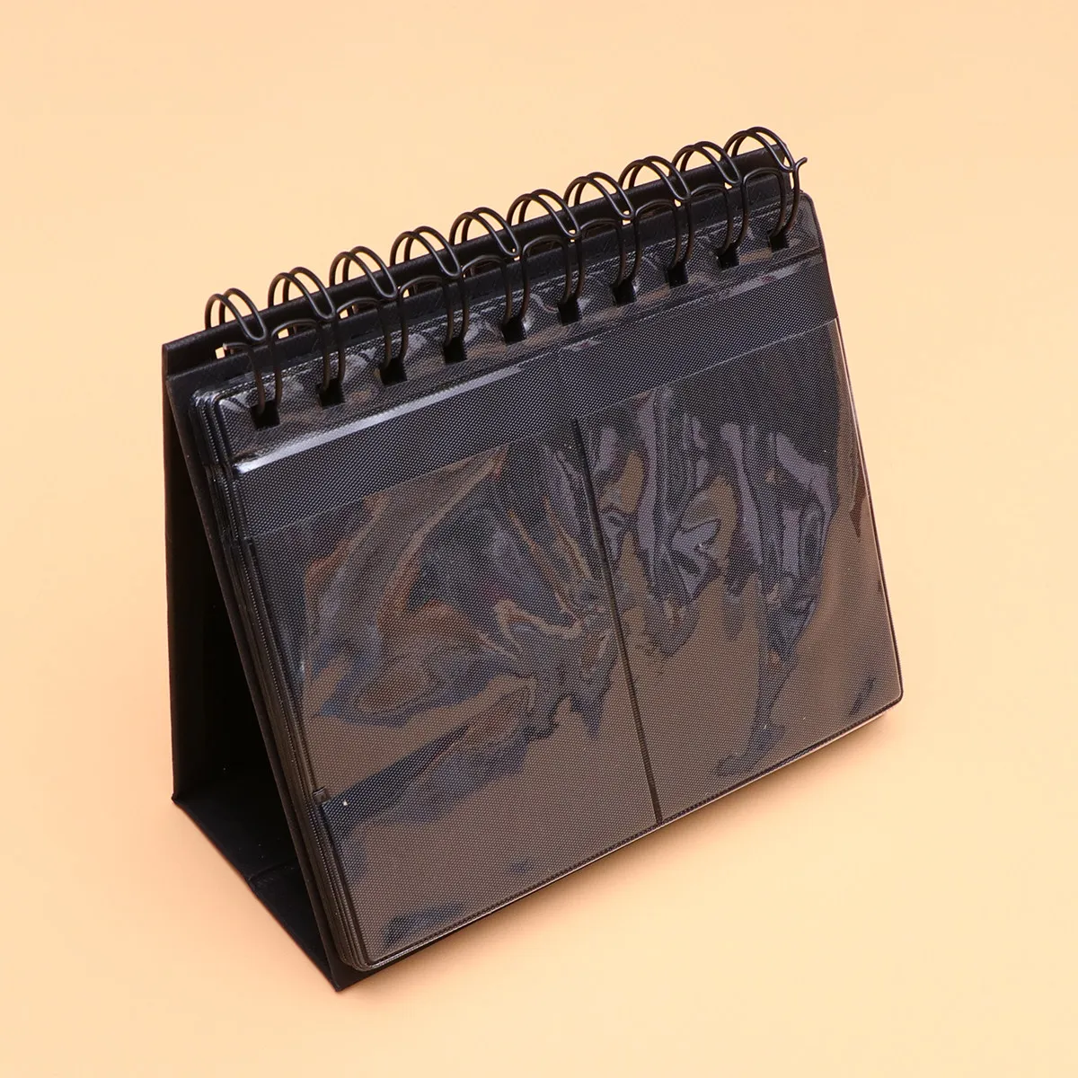 Black Desk Calendar Photo Album Double Sided Storage Pouches Easy Update Memory Display Unique Gift for Graduation Engagement