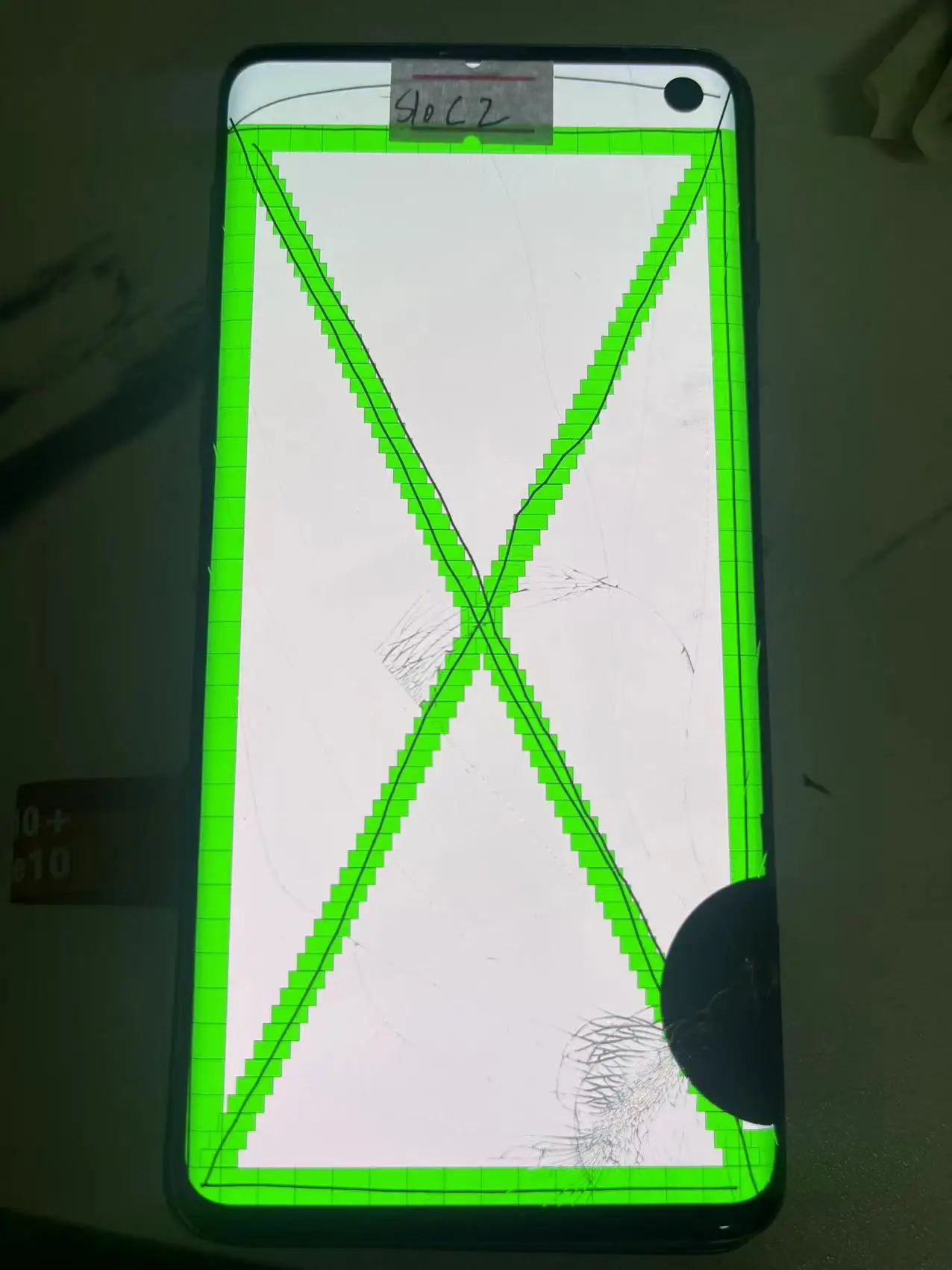 for Samsung  S10   AMOLED LCD screen，with good touch function and a few small defects，Broken Glass Touch OK Dotted line