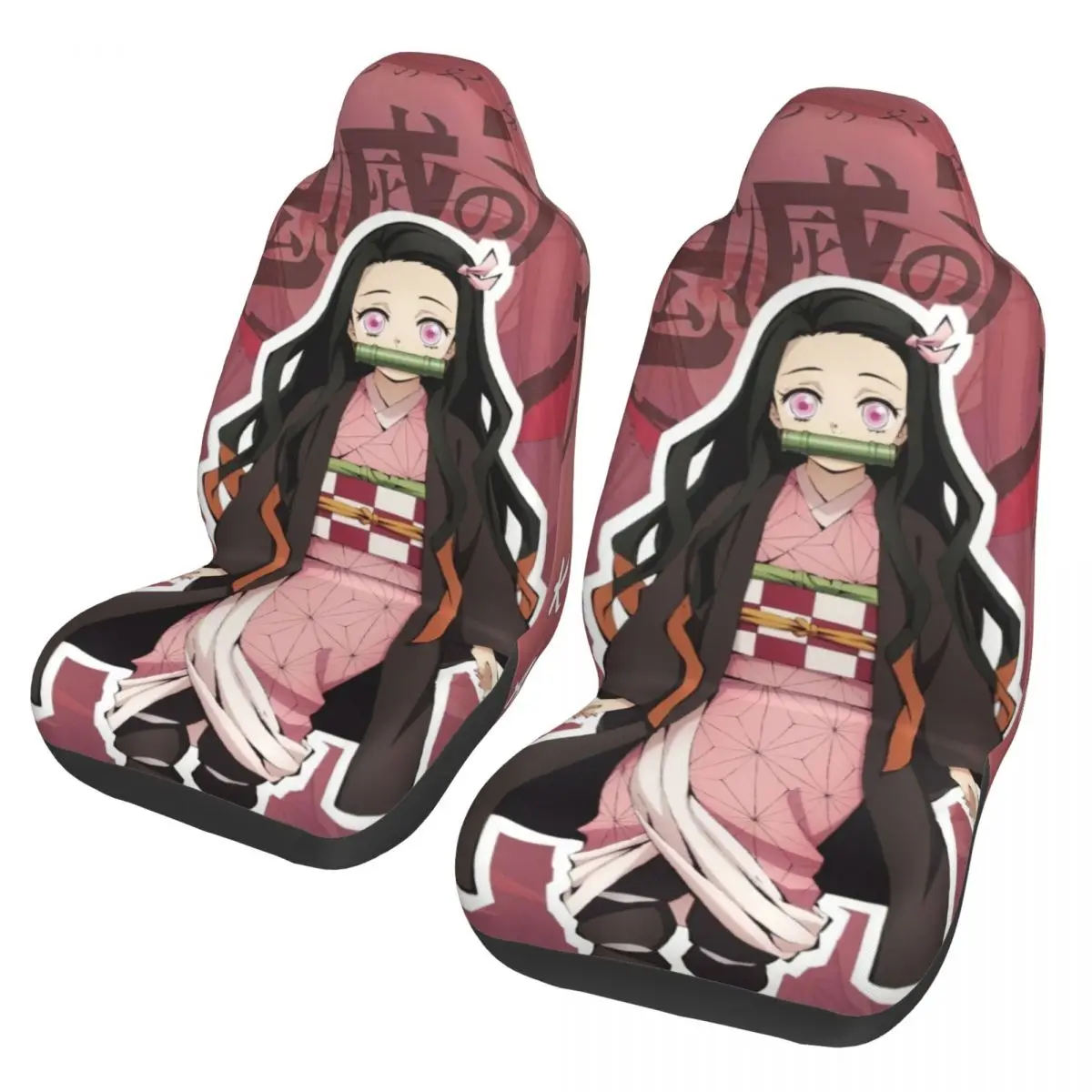 Custom Demons Nezuko Kamado Universal Car Seat Cover Waterproof Slayers Print K-Kimetsu Anime Seat Covers Fabric Car Styling