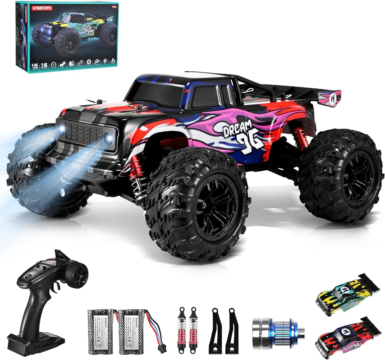 Remote Control Car, 1:16 RC Car Remote Control, RC Buggy 45KM/H Hobby Offroad Monster RC Truck, Crawler Truck Off-Road Vehicle