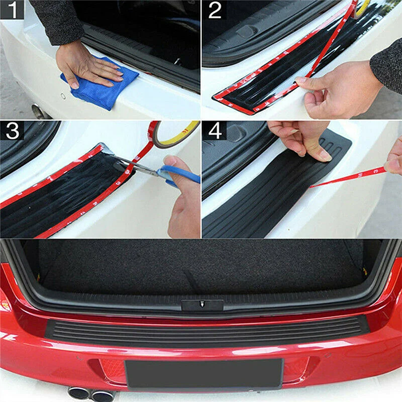 90*8Cm Bumper Bagasi Mobil Universal Styling Pelat Ambang Pintu Pelindung Karet Alas Cetakan Tailgate Trim Non Slip Cover Strip