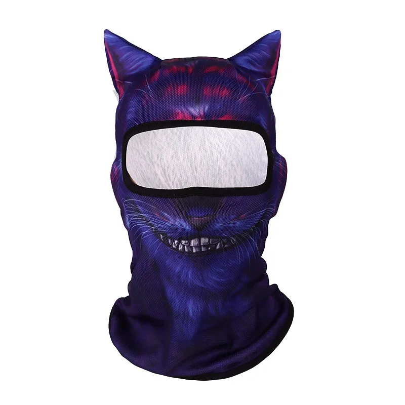 3D Animal Balaclava Face Mask With Ears Cat Dog Printed Polyester Fiber Sun Protection Windproof For Outdoor Cycling Riding