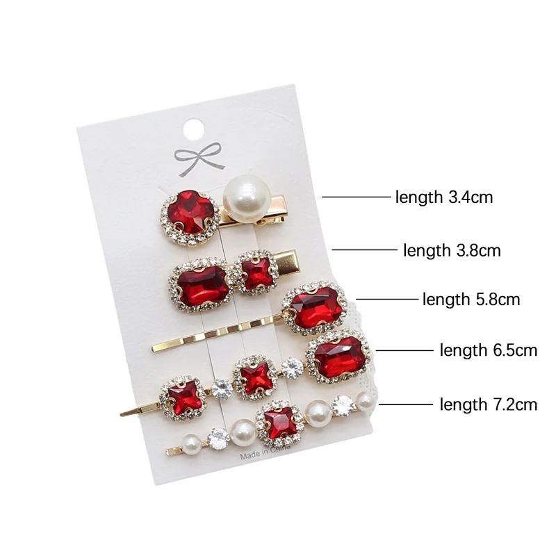 5 Pcs Fashion Crystal Women Hair Clips Set Hair Luxury Simulation Pearl Barrette For Girl Ornaments Hairpin Accessories Jewelry