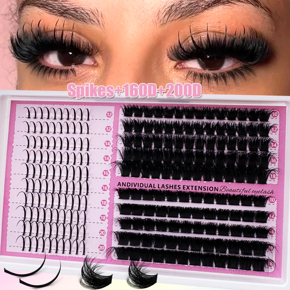 UMIRYAO DIY Mink Eyelashes Spikes 200D-60D Lash Clusters Natural Eyelash Clusters Manga Lash Unique Spiky Cluster 10-20mm AtHome