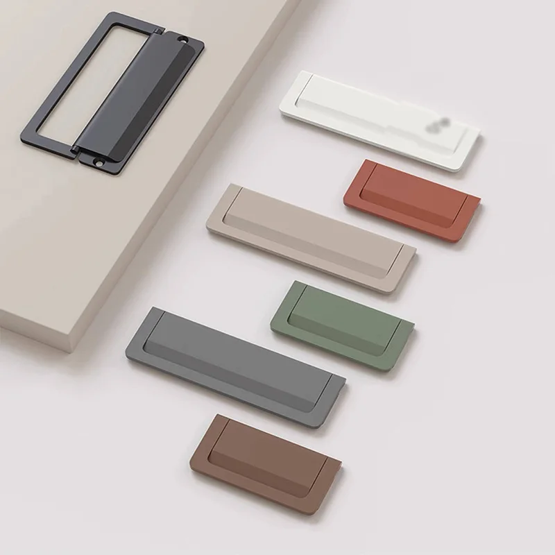 U702 Cashmere Grey Non Perforated Drawer Invisible Handle Ultra Thin Flat Tatami Folding Cabinet Interior Hidden Handle White 2