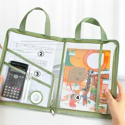 Transparent Document Bag Stationery Storage Folder File Mesh Zipper Pouch Zip File Folders School Office Supplies Stationary