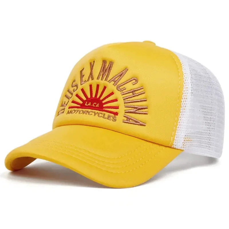 Alphabet Sun Embroidered Mesh Hat Fitness Hip Hop Hat American Sunshade Breathable Curved Eaves Truck Driver Hat