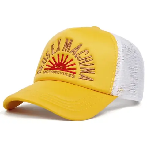 Alphabet Sun Embroidered Mesh Hat Fitness Hip Hop Hat American Sunshade Breathable Curved Eaves Truck Driver Hat