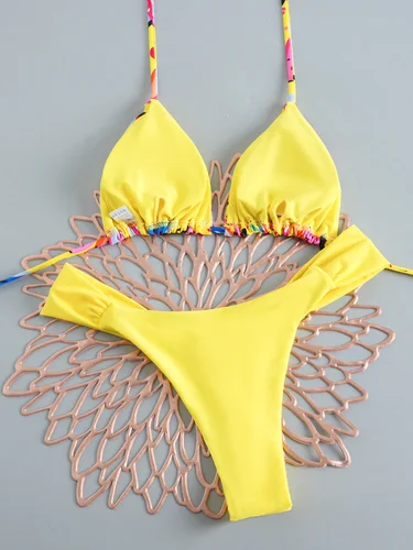 Imagen 2 del producto Microbikinis 2026, traje de baño Sexy para mujer, traje de baño, conjunto de Bikini femenino, Bikini brasileño estampado, traje de baño, ropa de playa