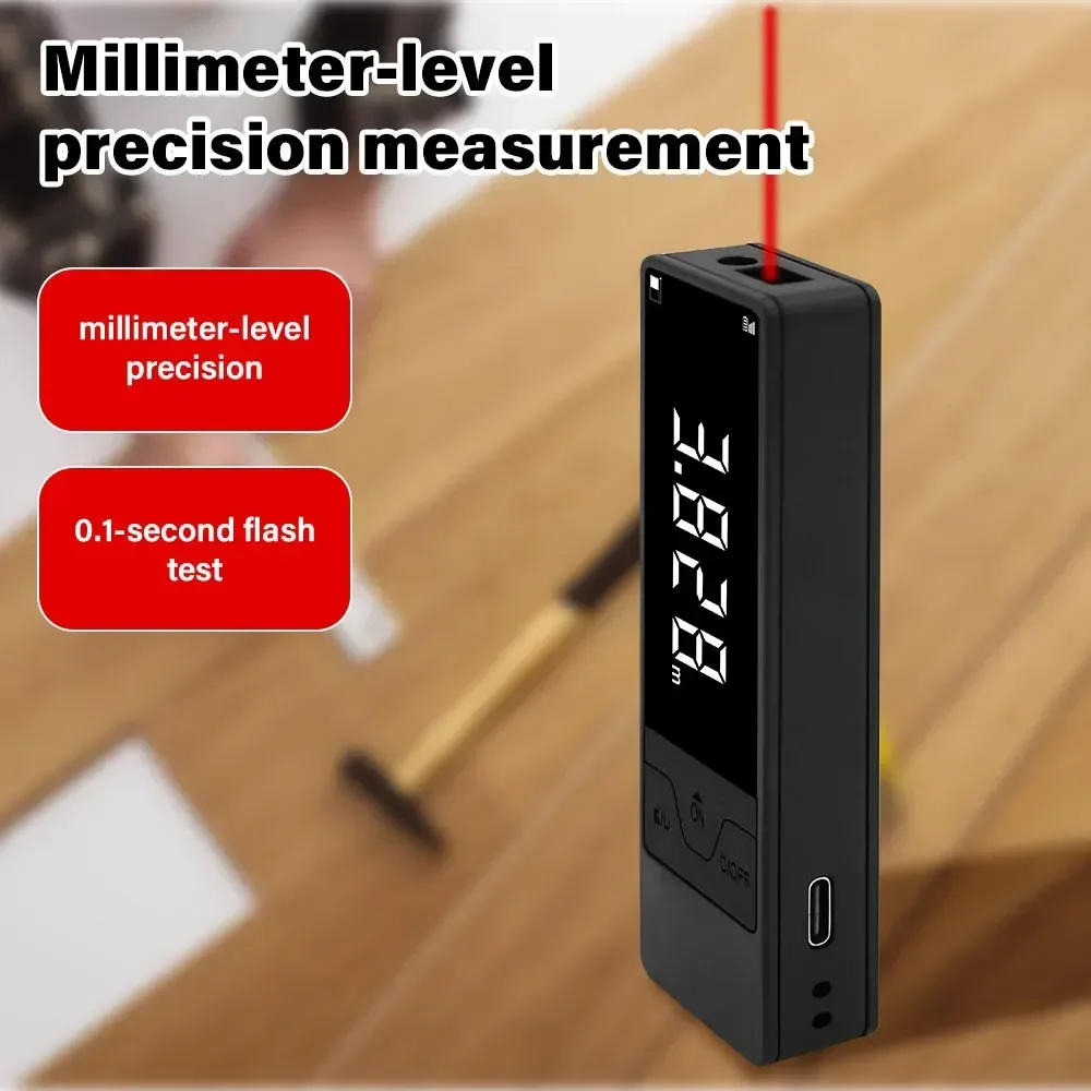 USB Rechargeable 40M Laser Distance Meter with LCD Screen - Mini Rangefinder for Distance Area and Volume Measurements