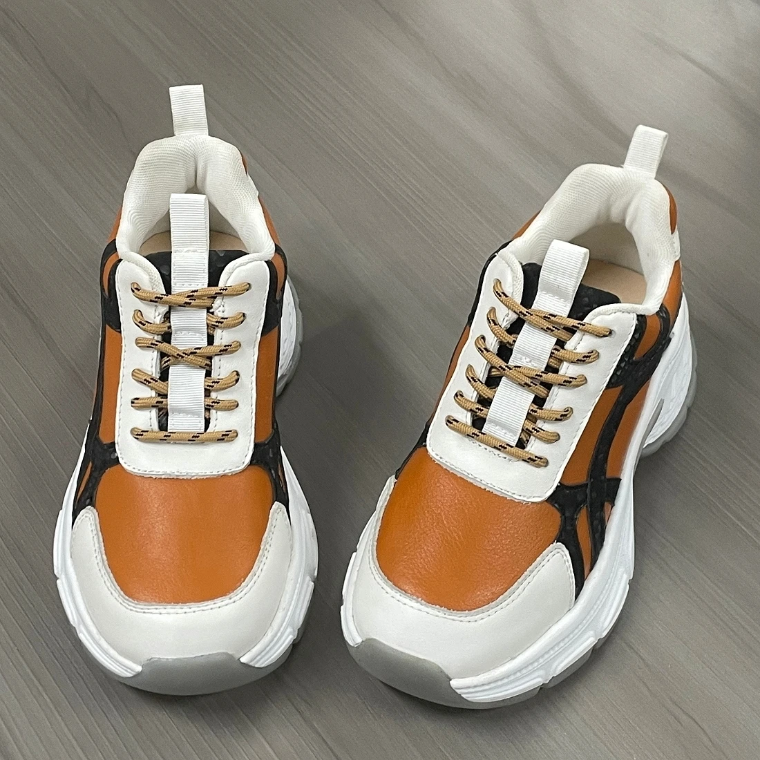 

Jinyu Fashion Ladies Sports Shoes Genuine Leather Party Commute Color Block Heightening Shoes Trendy Women's Footwear