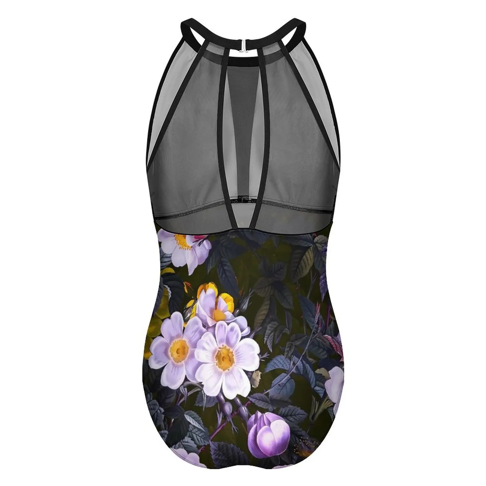 Bañador Floral púrpura para mujer, traje de baño de una pieza con diseño de bosque de medianoche, traje de baño Sexy con realce, ropa de playa