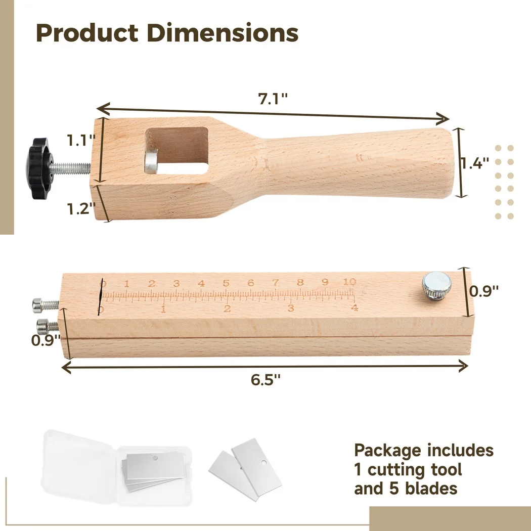 Leather Cutting Tool Leather Strap Strip Cutter Wooden Leather Hand Cutting Tool For Belt Strip DIY Wood Leather Cutting Device