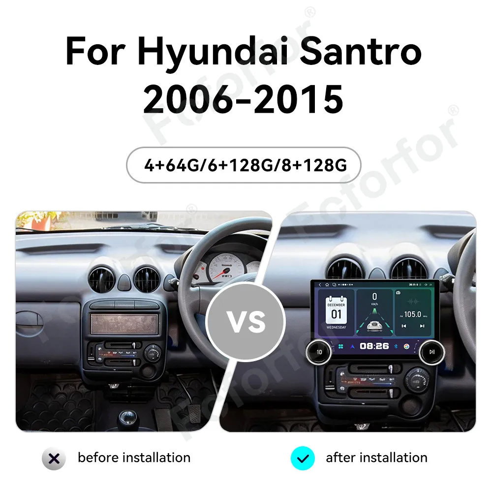 Modern Vision 11.5 Inch Android 15 Full HD Touch GPS Navi Media Player Wireless CarPlay Head Unit For Hyundai Santro 2006-2015