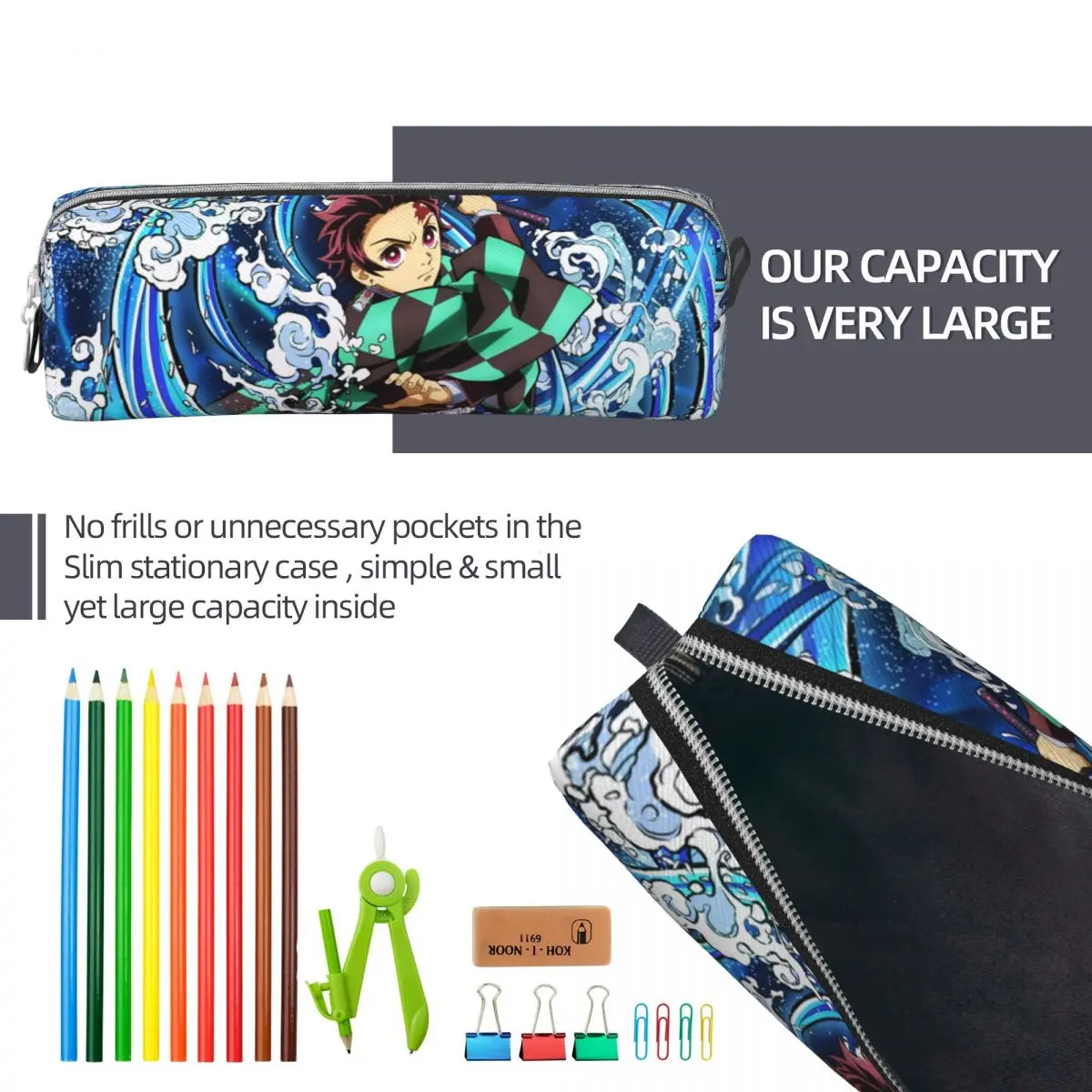 Imagem -06 - Demon Slayer Kimetsu no Yaiba Lápis Cases Lápis Tanjiro Pen Holder para Meninas e Meninos Escola Zipper Papelaria Bolsa para Estudantes