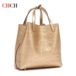 CHCH Women's Tote Bag Spring Simple Embossed Handbag Women's Business Bag Large Capacity