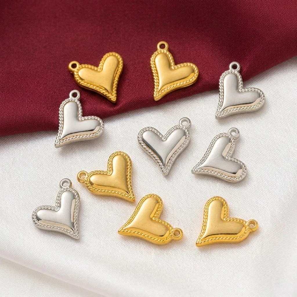 5pcs Stainless Steel Gold Love Heart Charms Pendants for DIY Jewelry Findings Women Necklace Bracelets Supplies Earrings Making view 3