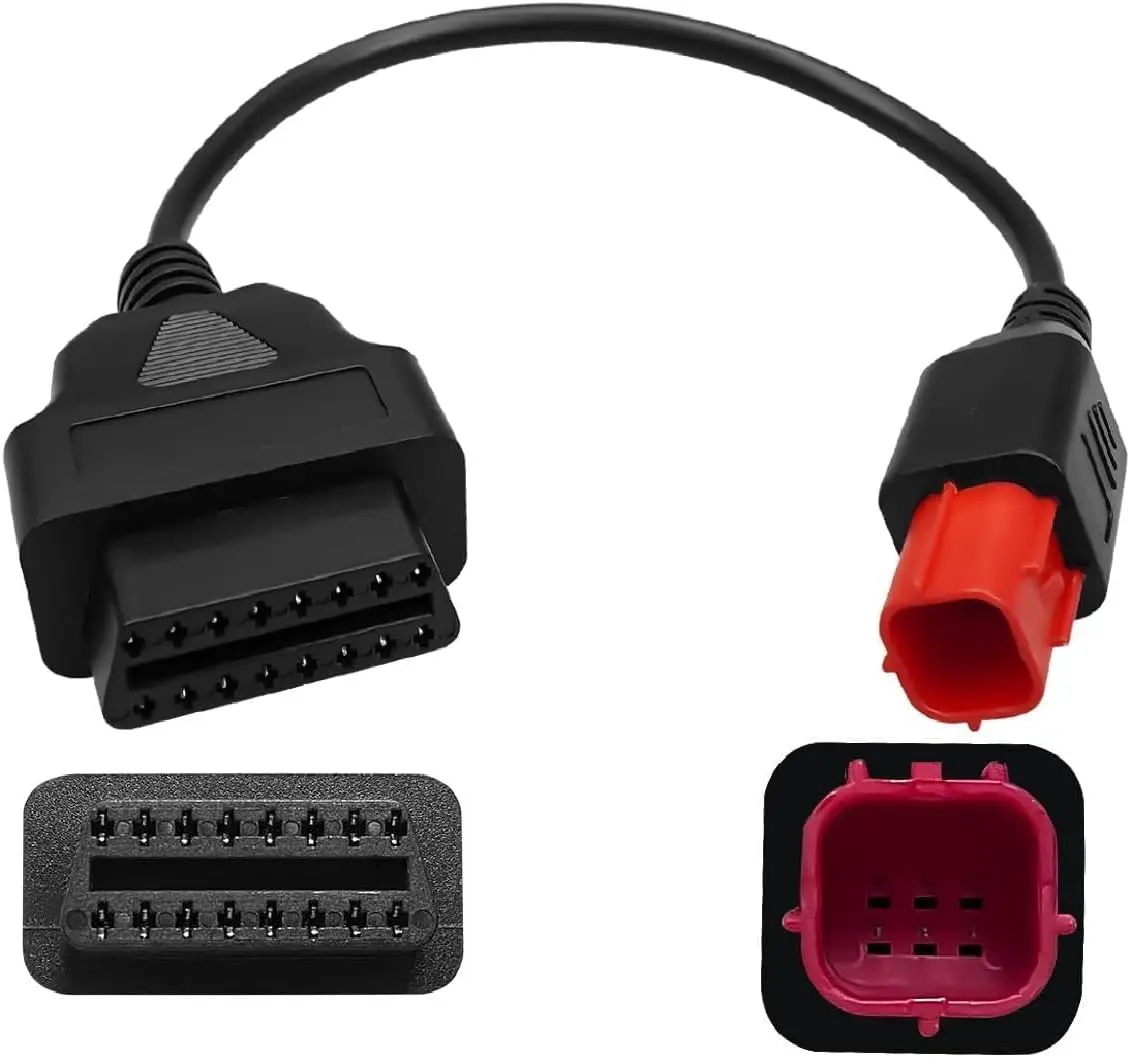 6 Pin OBD2 Adapter Cable Fit for Guzzi Kawasaki Suzuki Yamaha Harley Davidson Piaggio Vespa Motorcycle OBD Diagnostic Cable