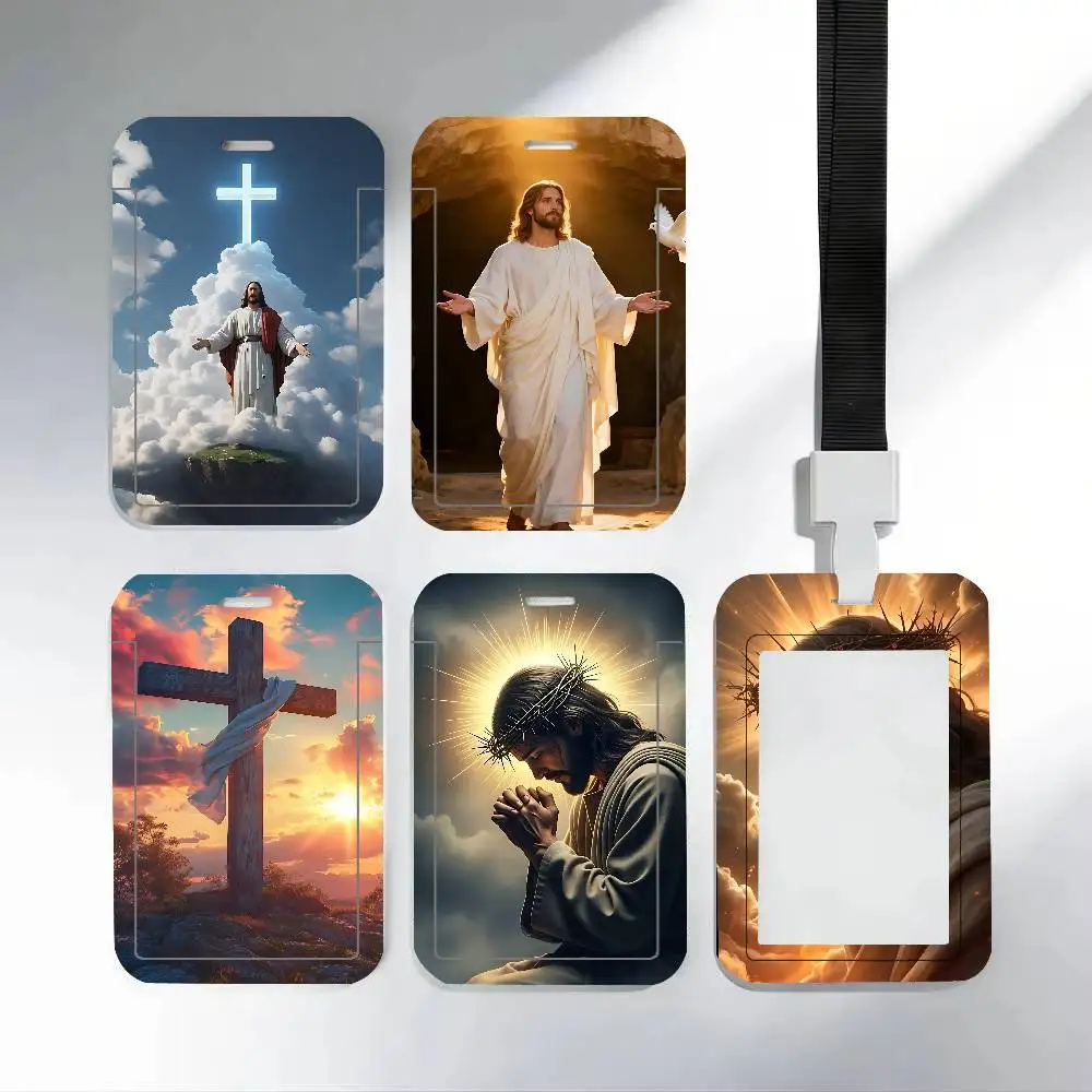 Jesus PVC-Ausweishalter, niedlicher Ausweishalter, wasserdichtes Kartenetui für Studenten, Büro, Arbeit, Buskartenhülle