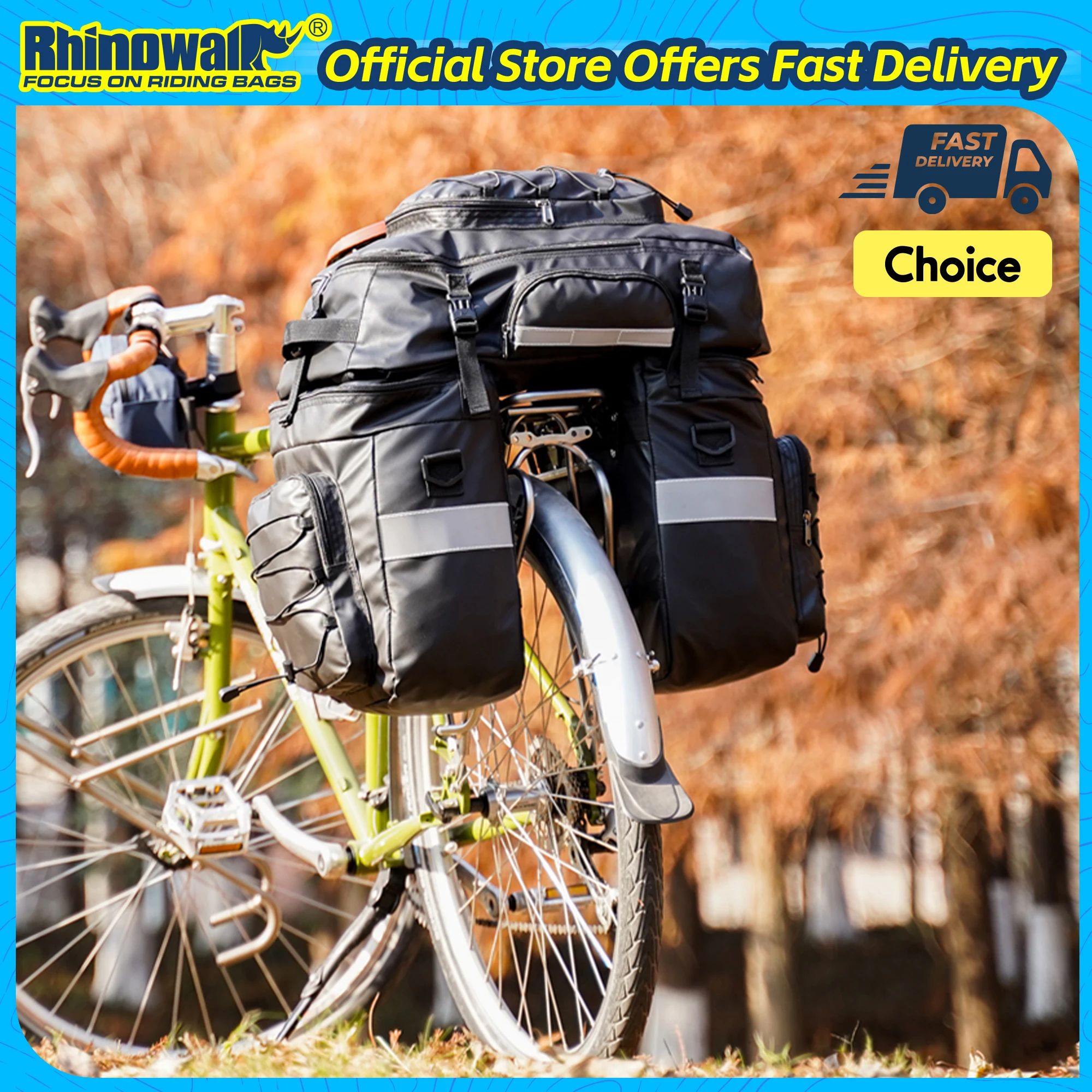 

Rhinowalk Велосипедная сумка 3 в 1 65 л с дождевиком Велосипедная задняя сумка Велосипедная сумка Подходит для MTB Road Ebike Двусторонний рюкзак