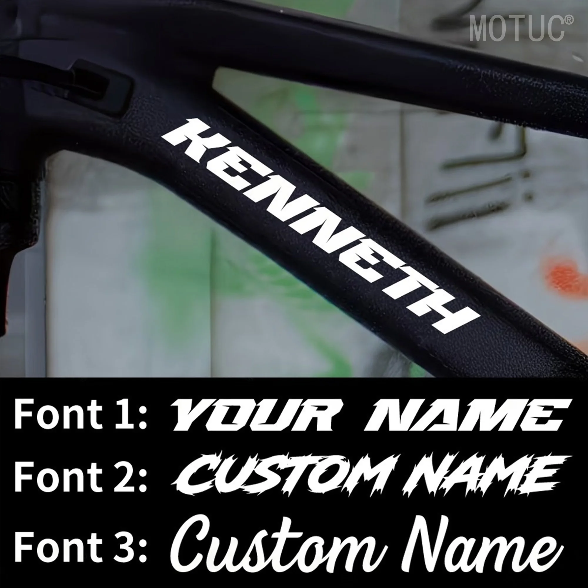 1 Stück Personalisierter Fahrradrahmen-Aufkleber Individueller Text Vinyl-Aufkleber Wasserdicht für MTB Rennrad Motorrad Tuning Zubehör