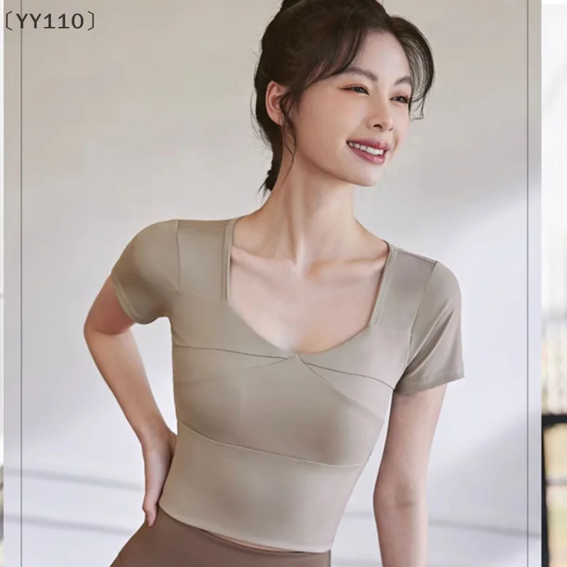 itariaYY110 soi Nieuwe yogakleding Dames Fitnesskleding met korte mouwen Trainingstops Slim Fit Hardloopsport-T-shirt
