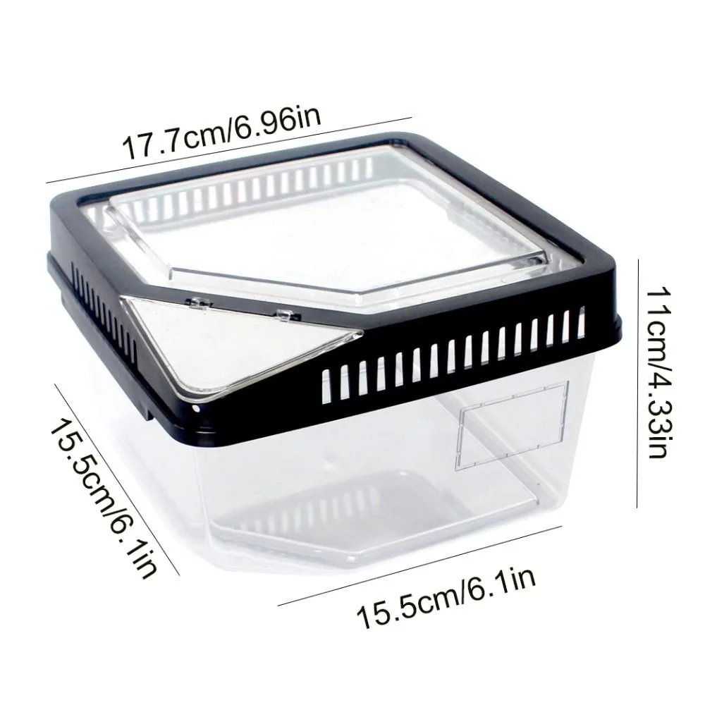 Anti-escape Reptile Terrarium Tank Plastic Reptile Carrier Container Durable Lizard Grow Box for Snail Gecko Tarantulas