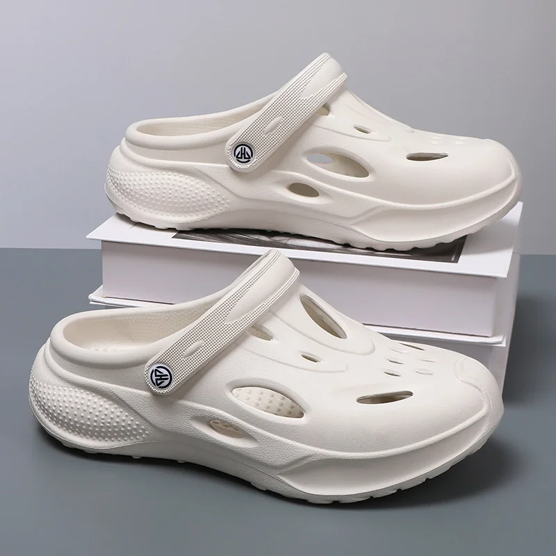 

Men Closed Toe Clogs Dad Thick Sole Hollow Out Slides Breathable Non Slip Casual Summer Outdoor Beach Trendy Slippers