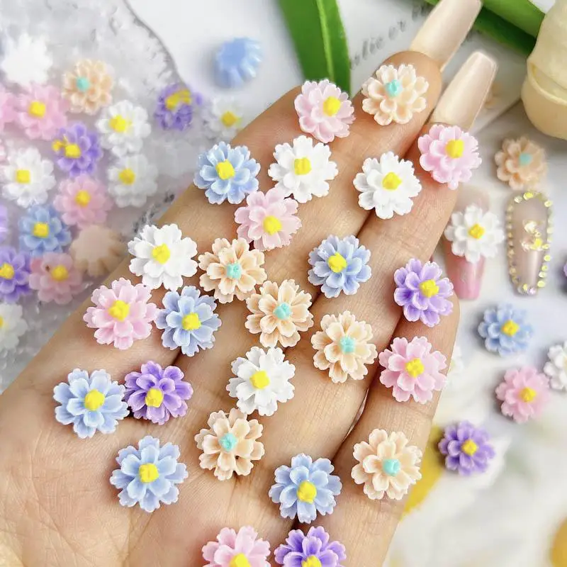 

Random Mixed Dasiy Series Resin Nail Art Decorations 3D Luminous Double-Layer Flowers Nail Charms DIY Phone Case Nails Designs