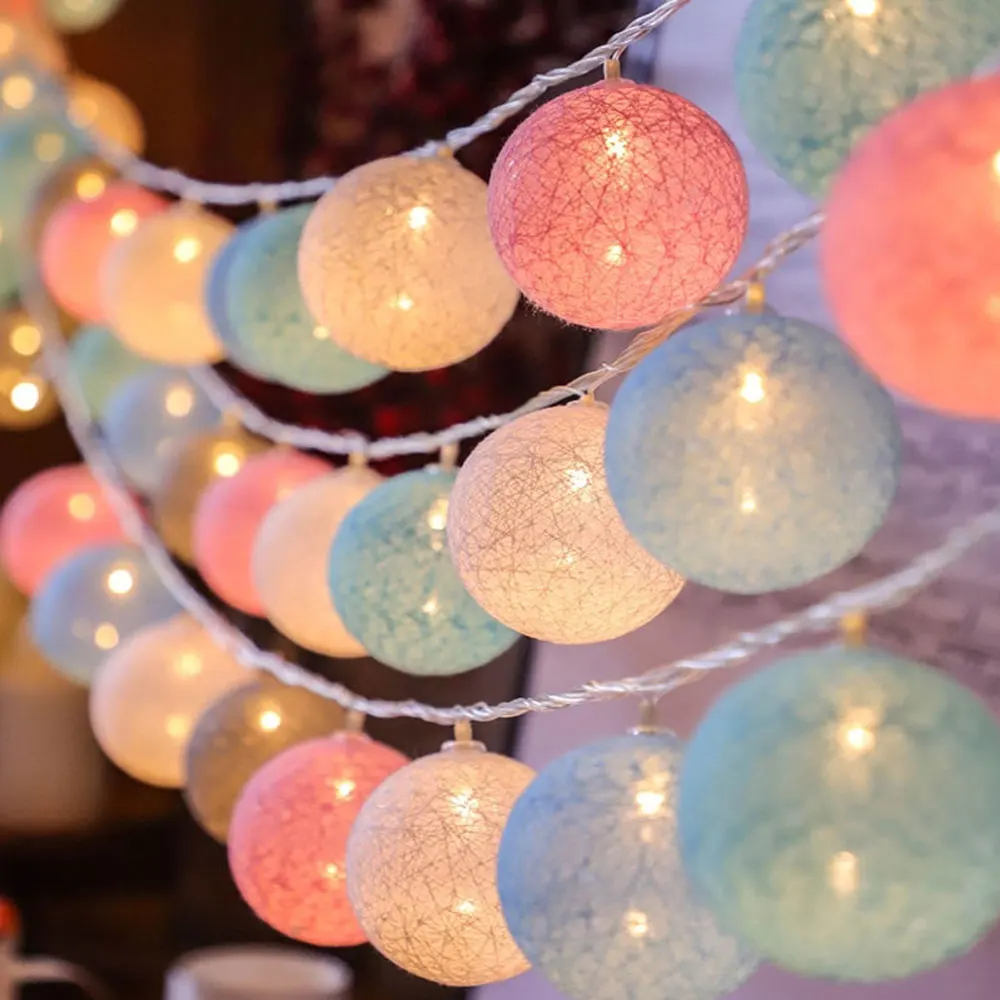 

1Pc 3M 20 LED Cotton Ball Garland Lights String Christmas Xmas Outdoor Holiday Wedding Party Baby Bed Fairy Lights Decorations