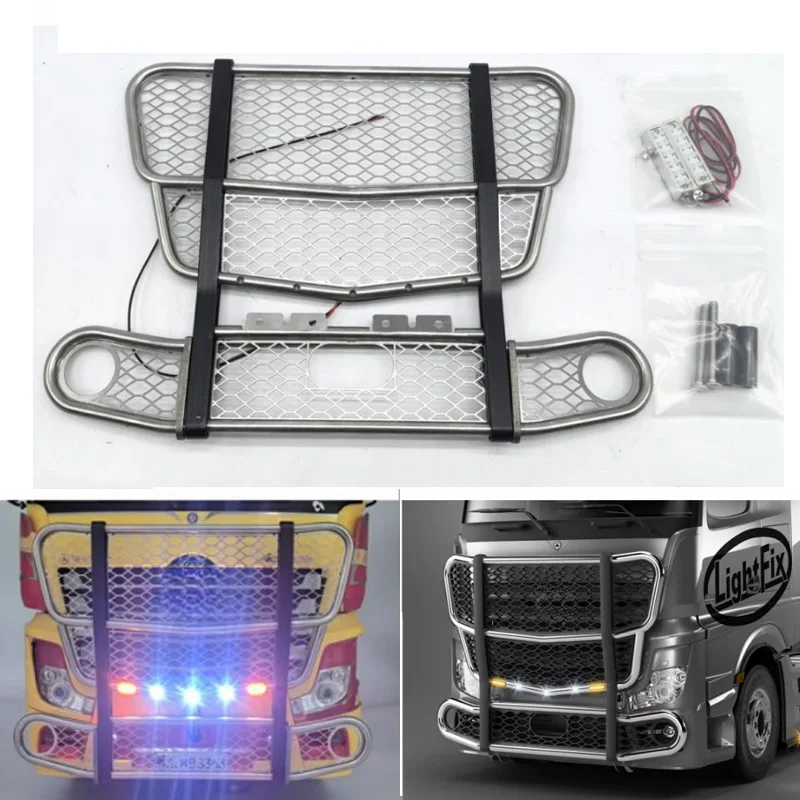 Metal Front Bull Fence Bumper Accessories for 1/14 Tamiya RC Truck Trailer Mercedes Benz ACTROS 56348 3363 1851 56335 Car Parts