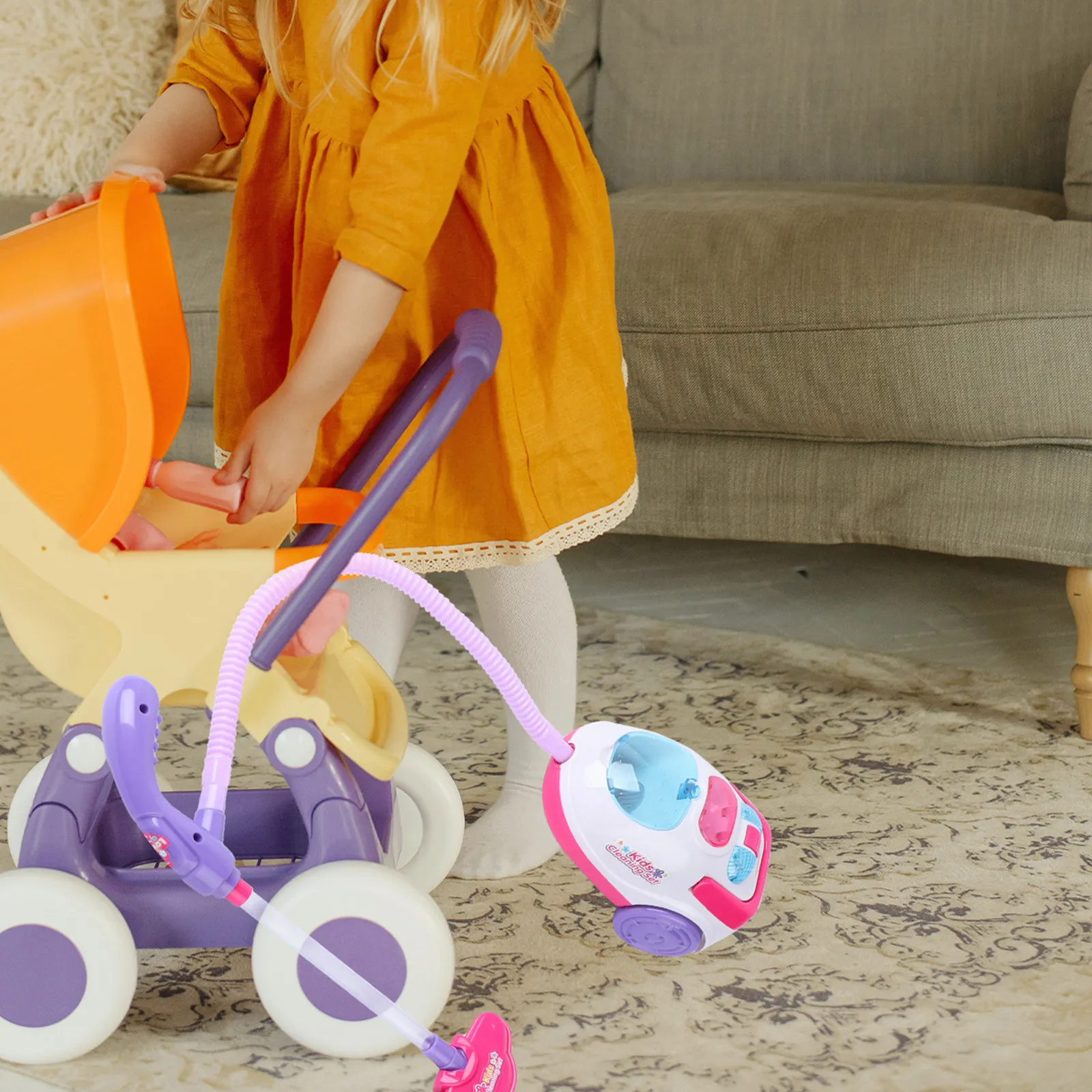 

1Pcs Electric Cleaner Kids Vacuum Cleaner Educational Dust Collector Simulation Music Light Function Development Housework Habit