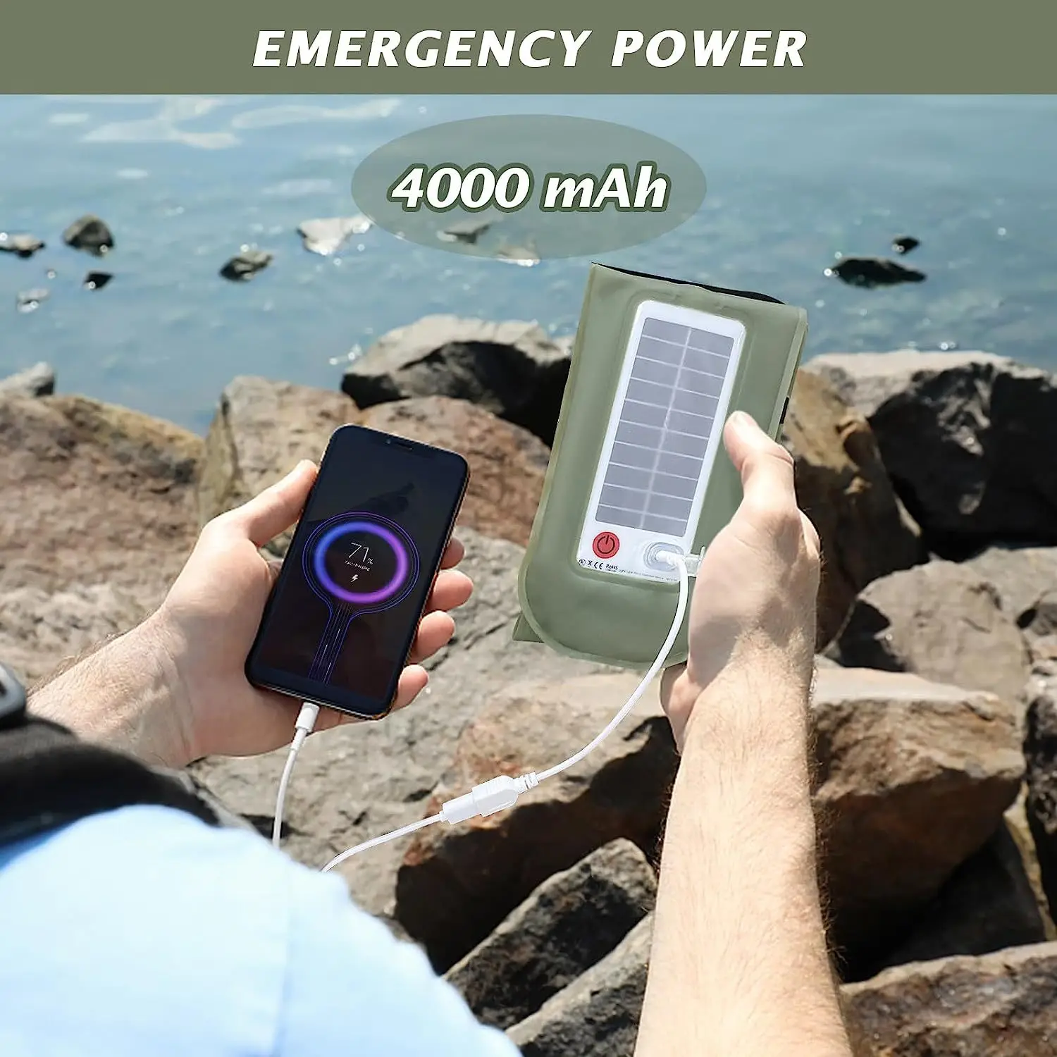 Solar Inflatable Camping Light Waterproof Magnetic Air Column Lamp Foldable Portable Outdoor Lantern Soft Warm Lighting For Hiki