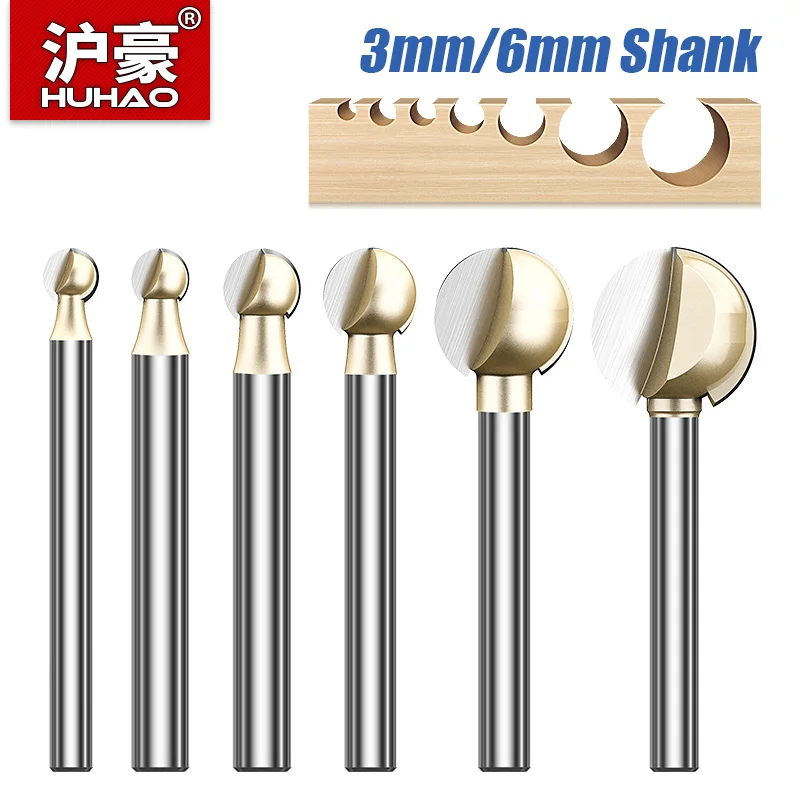 

HUHAO 3 мм 6 мм хвостовик с шариковым носом, круглая резьба по дереву, фреза с ЧПУ, концевая фреза с радиусом, твердосплавные инструменты