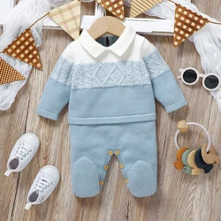 Autumn Baby Romper Knitted Infant Girl Boy Jumpsuit Long Sleeve Newborn Kid Clothes Fashion Foot Wrap Warm 0-9M Toddler Overalls