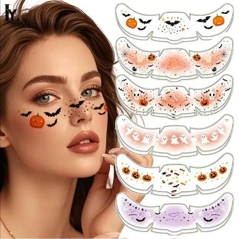 6/12 Pcs New Halloween Freckle Stickers Waterproof Simulated Face Stickers Halloween Bar Party Makeup Tattoo Stickers