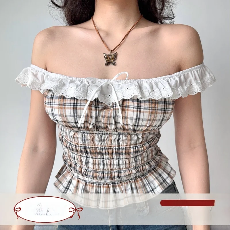 

Slimming Effect American Retro Two-Way Wear Plaid Sleeveless Shirt Women's Waist-Cinching Slimming Effect Shirt Go Girl Go