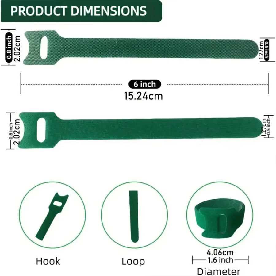 Reusable Green Plant Ties Nylon Hook and Loop Garden Tape for Supporting Plants Tomatoes Vines Flowers Flexible Adjustable - view 3