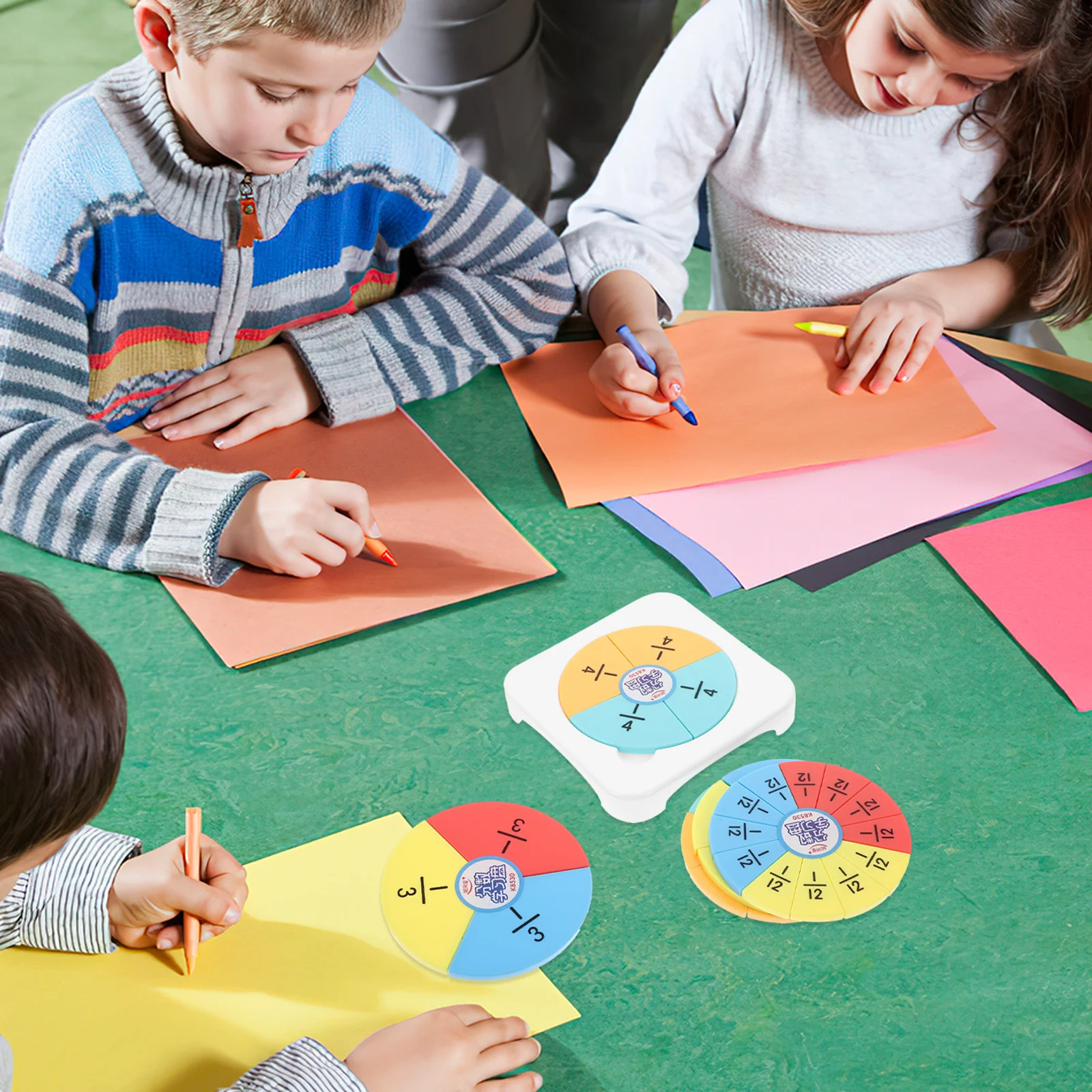 1 conjunto de quebra-cabeças de torta de fração de material premium para crianças, ferramenta colorida de ensino de matemática, estudantes do ensino fundamental