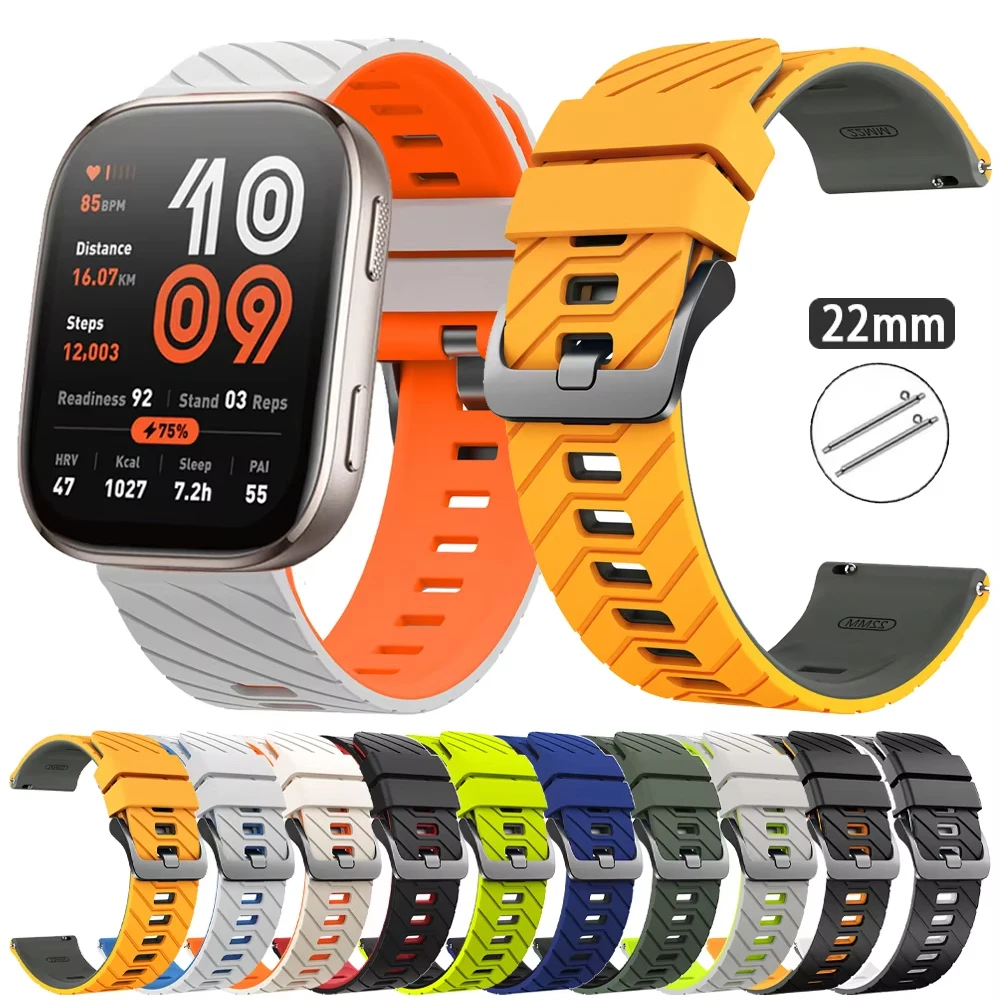 22mm Two-tone Silicone Strap For Amazfit Bip 6 5 5 Unity Bracelet Correa For Amazfit Balance 2/Cheetah Pro/Round/GTR 4 3 2 47mm