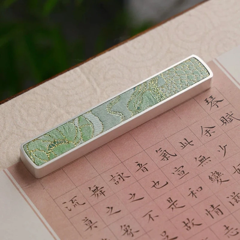 Silver Plated Paperweight Metal Paper Press Calligraphy Xuan Paper Desktop Ornament Practical Study Tool Art Craft Stationery