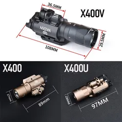 Surefir X300 X400 X400U Ultra Red/Green LED Flashlight Pistol Weapon Light Fit 20mm Picatinny Rail