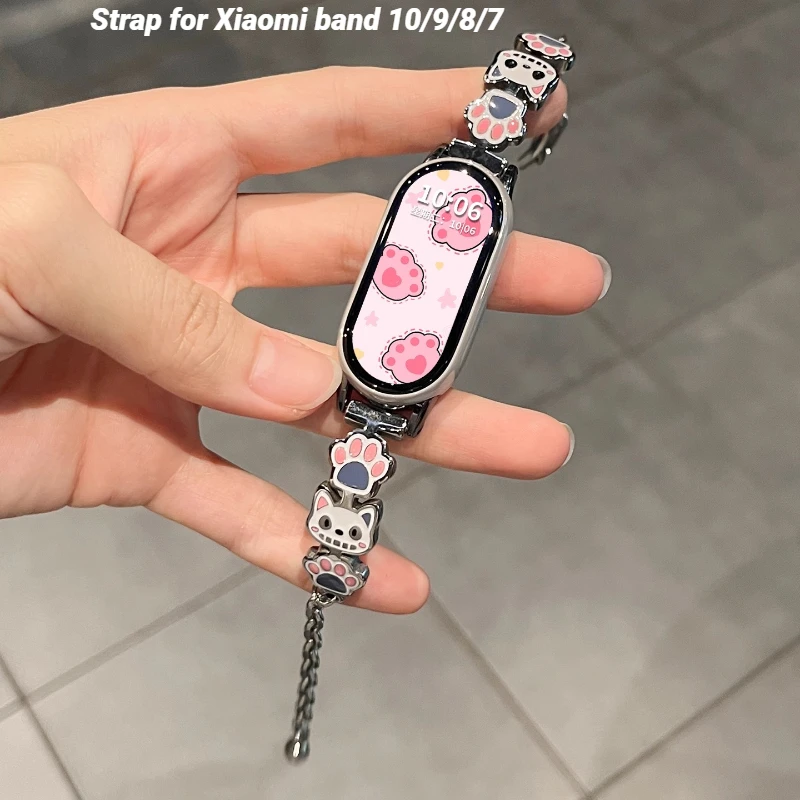 

Металлический ремешок для часов Xiaomi Band 10/9, спортивный ремешок для Xiaomi Band 8/7, женский браслет Correa, модный браслет для умных часов