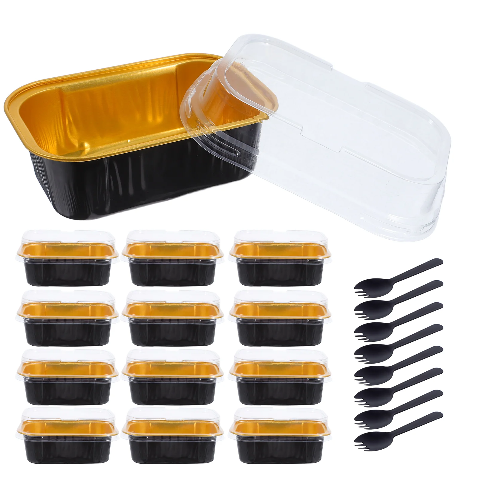 

50 Sets Aluminum Foil Bread Pans Secure Lids Rectangular Cake Pan Loaf Box Baking Supplies Oven Aluminum Foil Takeout Pan Safe