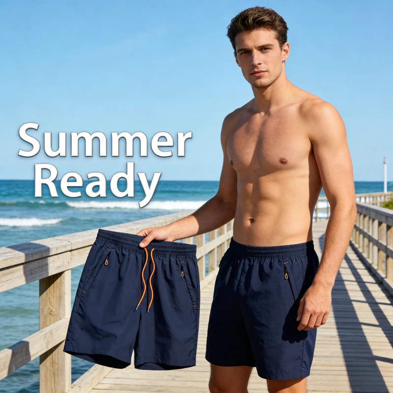 

Легкие мужские быстросохнущие пляжные шорты в повседневном стиле, летние короткие шорты для пляжа и путешествий