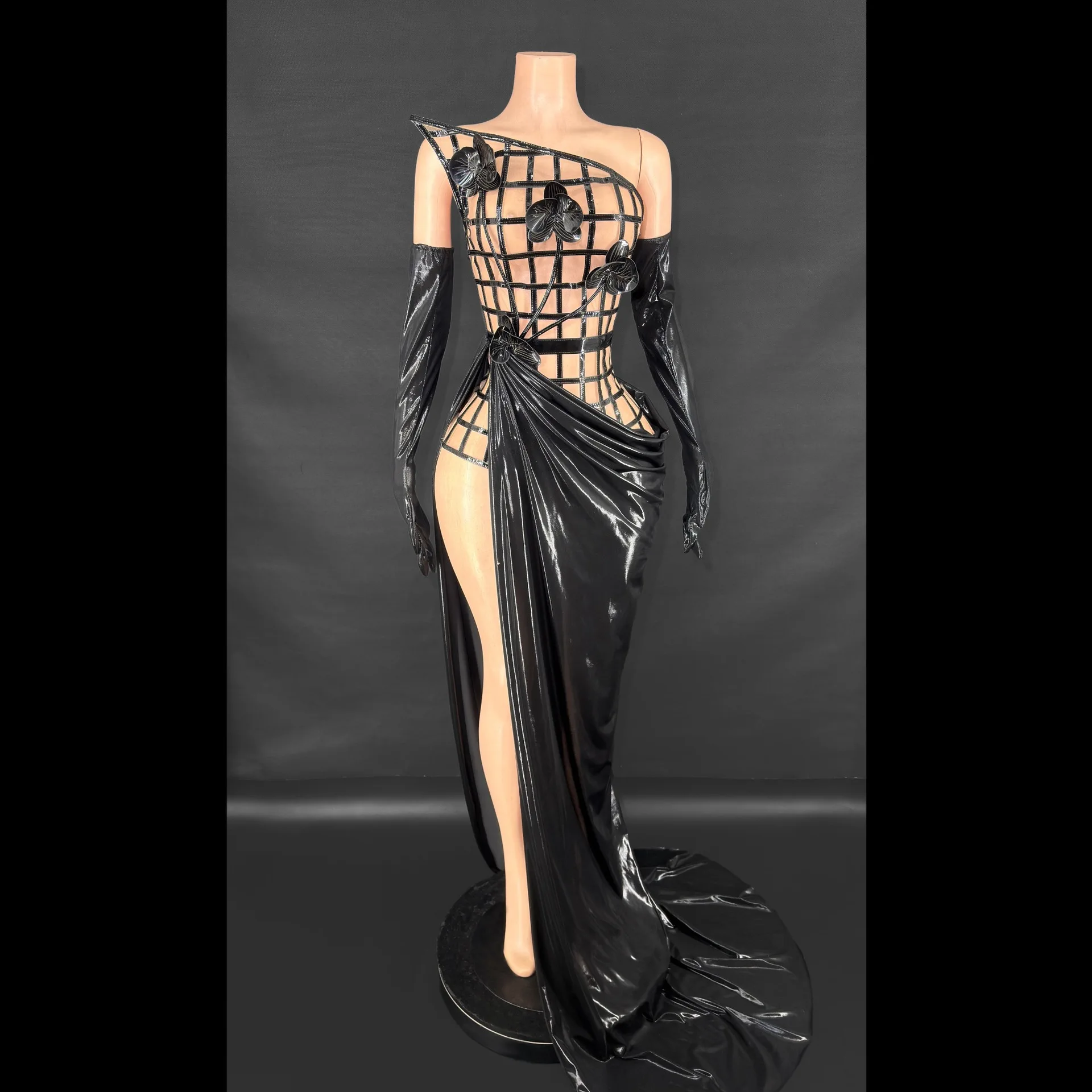 

Elegant Greek Goddess Asymmetric One-Shoulder Ball Gown Red Carpet Runway Banquet Party Dress Sequins Feathers Floor-Length