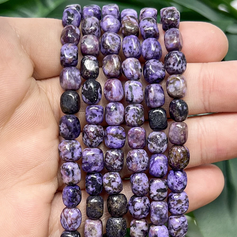 Perles en pierre naturelle 6x8mm Charoite sédiment de mer Turquoise jaspe perles carrées pour la fabrication de bijoux bracelet à bricoler soi-même collier 15''