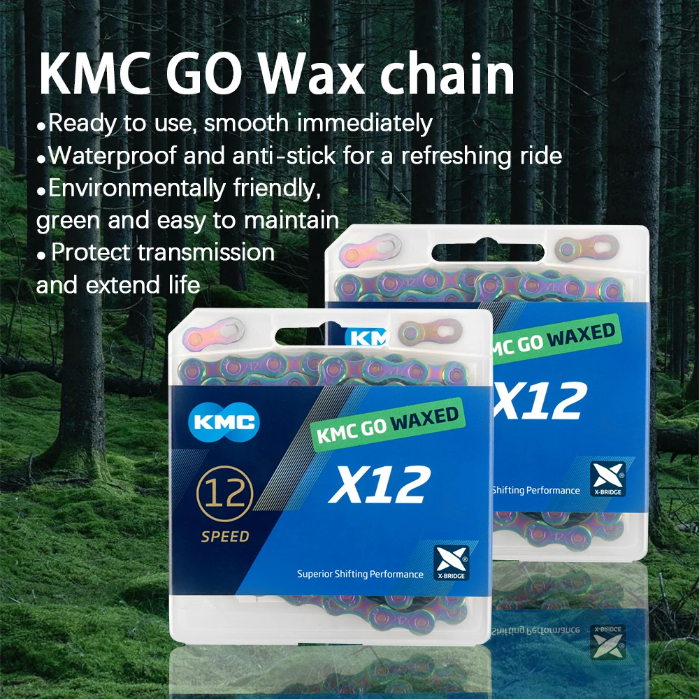 

KMC GO X12 предварительно вощенная 12-скоростная велосипедная цепь, 12 В Aurora Blue Finish MTB/дорожная велосипедная цепь с компонентами велосипеда Magic Link